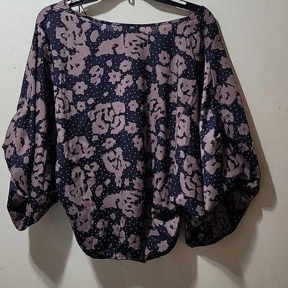 Anthropology Sunday In Brooklyn Floral Batwing Sleeve Top - Brown And Navy Small - Picture 11 of 12